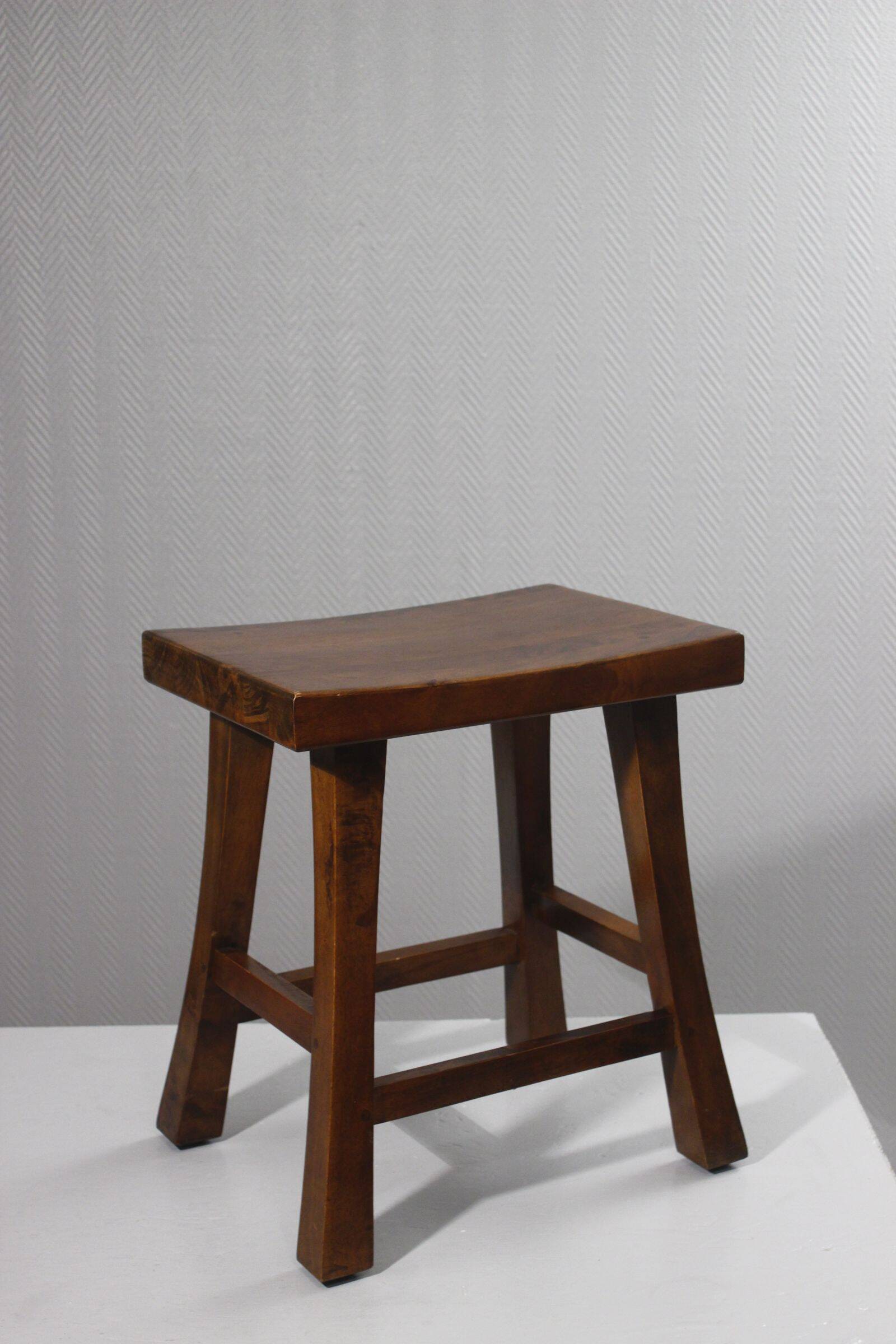 Vintage Orientalist Modernist Solid Wood Stool