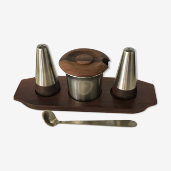 Set salt , pepper and pot a condiment in teak from lundtofte denmark 1960