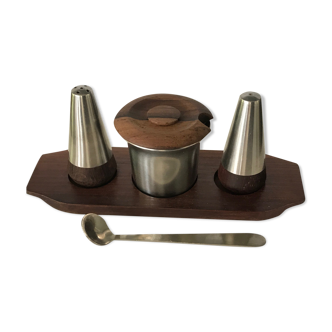 Set salt , pepper and pot a condiment in teak from lundtofte denmark 1960