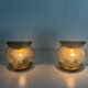 Pair of bronze and glass wall lights from the mid-century, 1960, Italy.