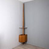 Vintage 1950s floor-to-ceiling corner cabinet in wood italian design