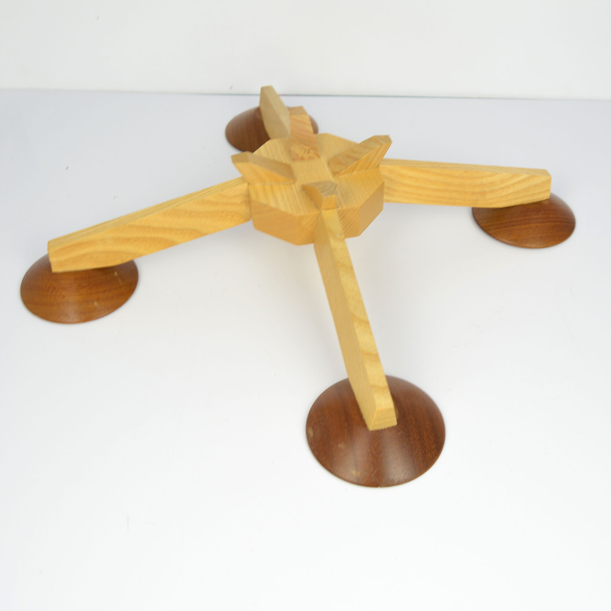 Four-pointed wooden candle holder, Denmark from the 1970s