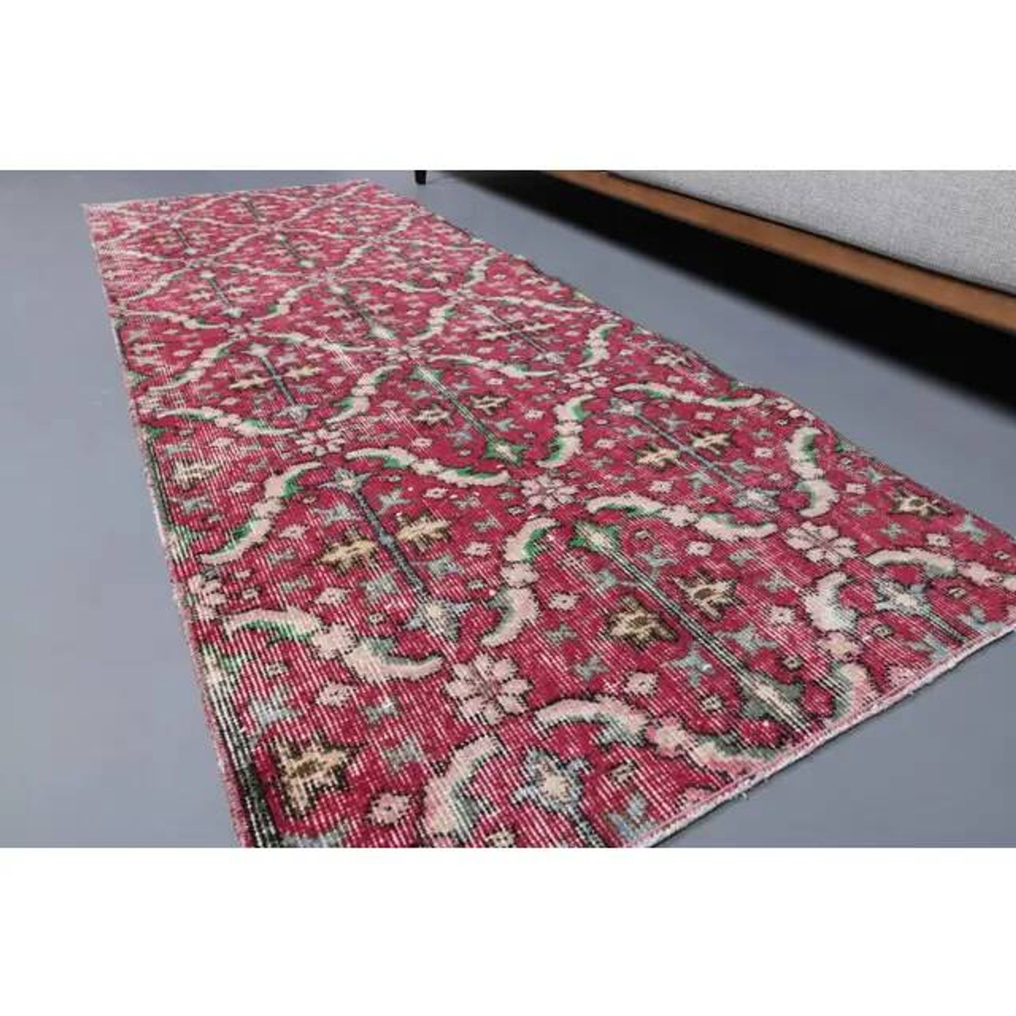 Vintage Turkish Oushak Handmade Wool Cotton Pink Runner 76x200