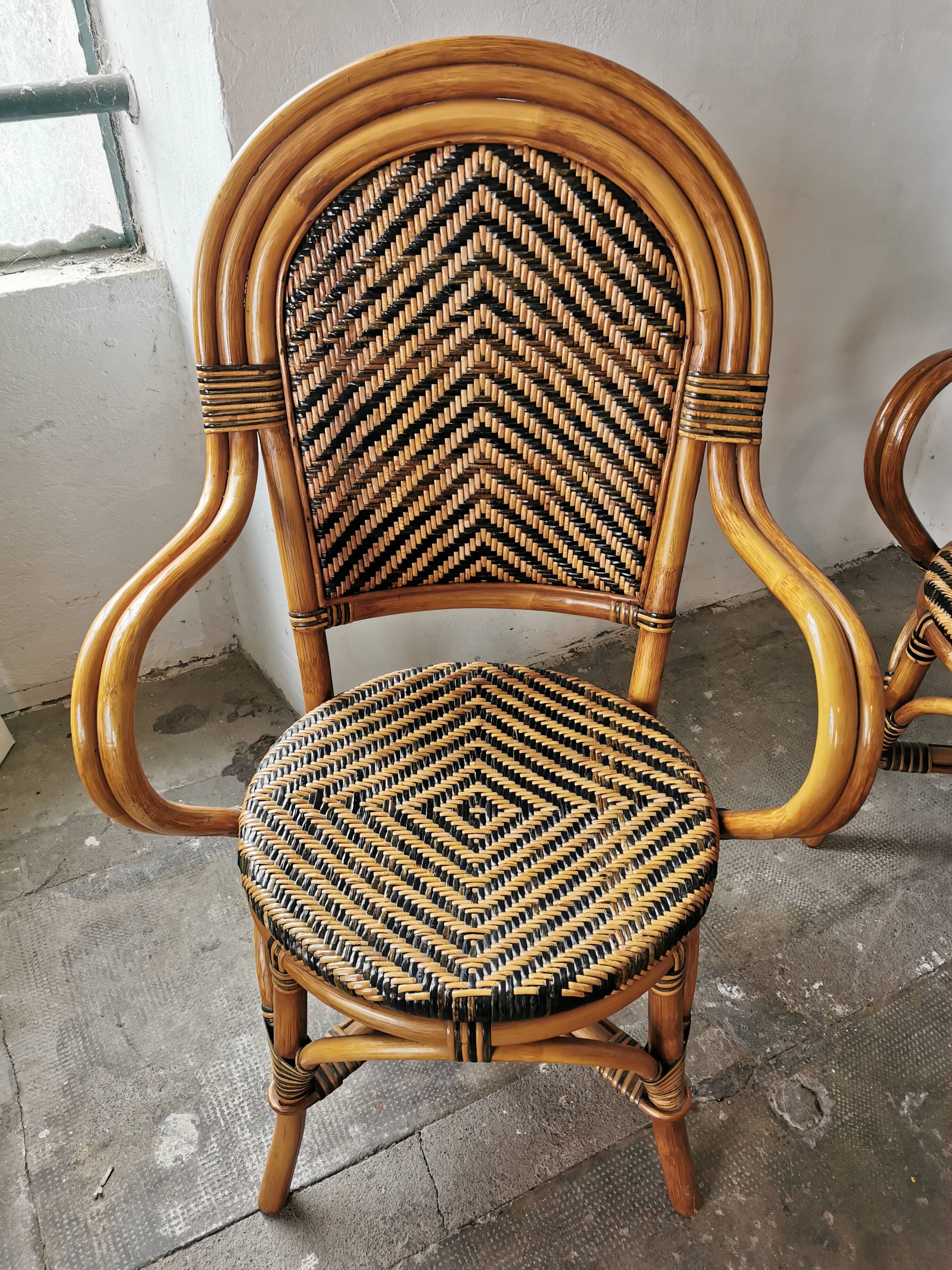 Set de 4 fauteuils en rotin