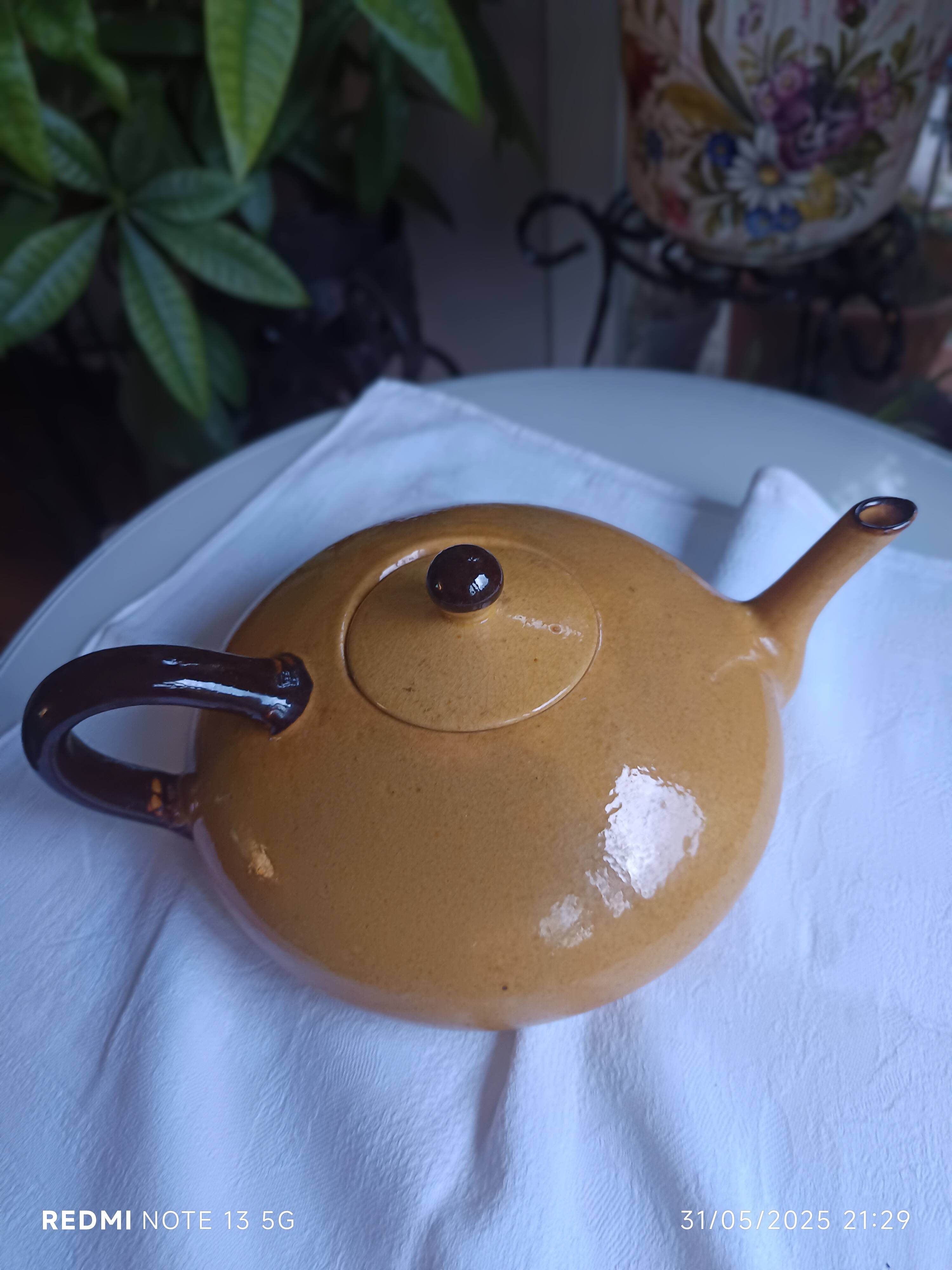 beautiful glazed ceramic teapot signed Chapello Jean Baptiste Vallauris