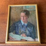 Portrait Oil on canvas "The e-reader"