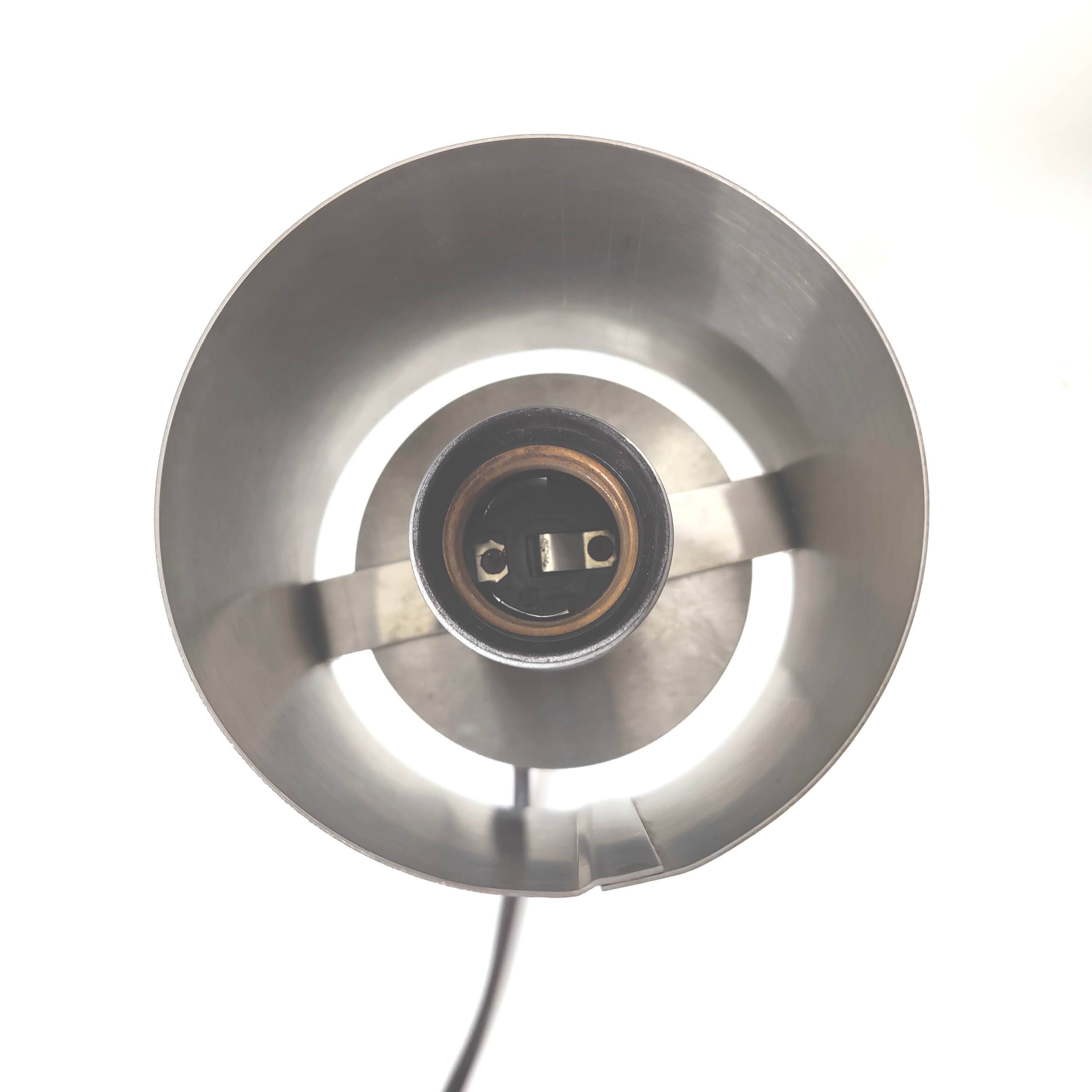 70s stainless steel table lamp geometric shapes