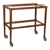 TROTTINETTE ALIMENTAIRE VINTAGE DES ANNÉES 1960 EN BOIS ET VERRE, DESIGN ITALIEN