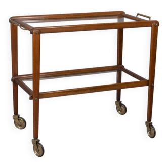 VINTAGE 1960S FOOD TROLLEY IN WOOD AND GLASS, ITALIAN DESIGN