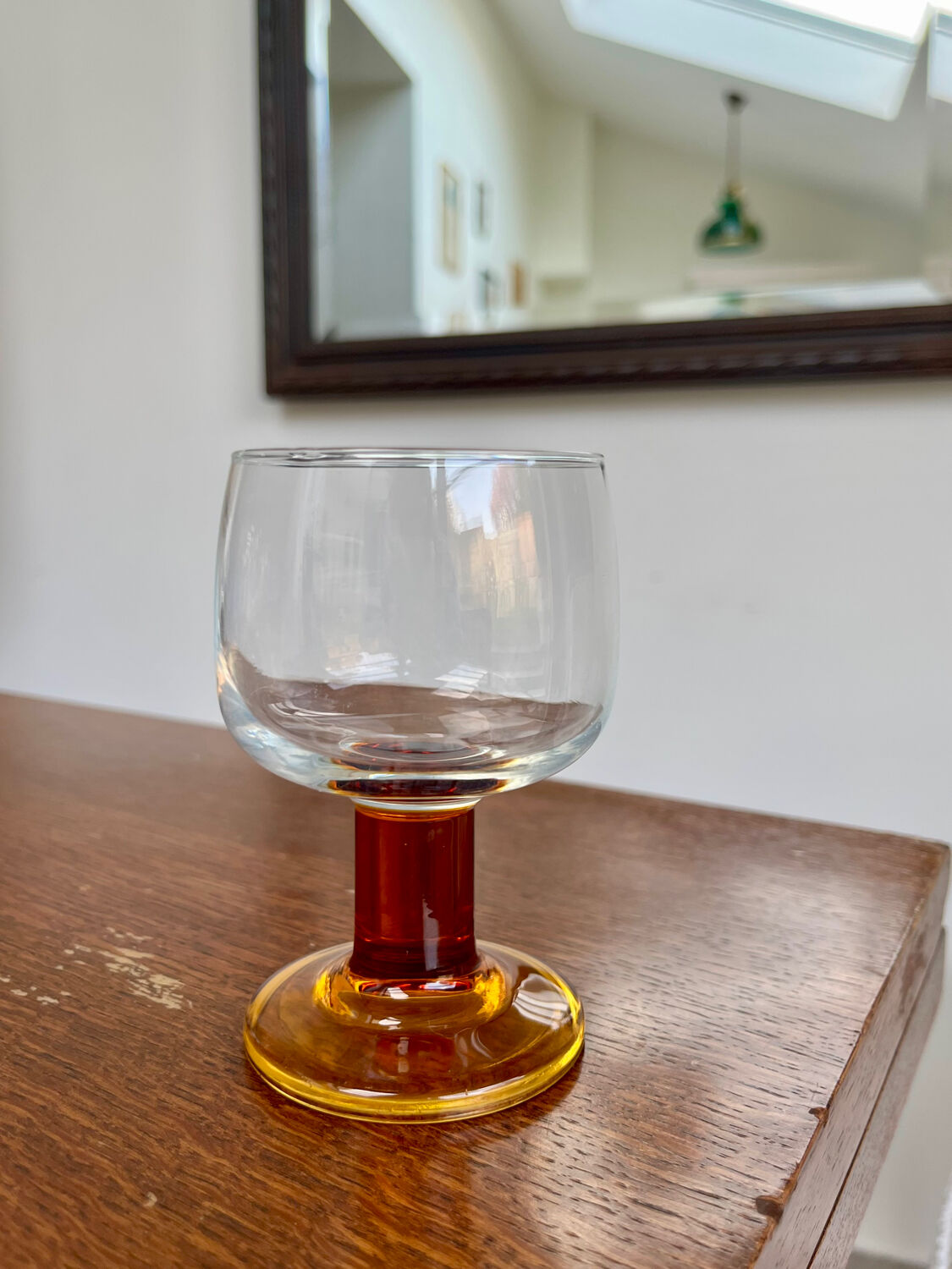 Set of 4 vintage amber stemmed glasses – 1970s