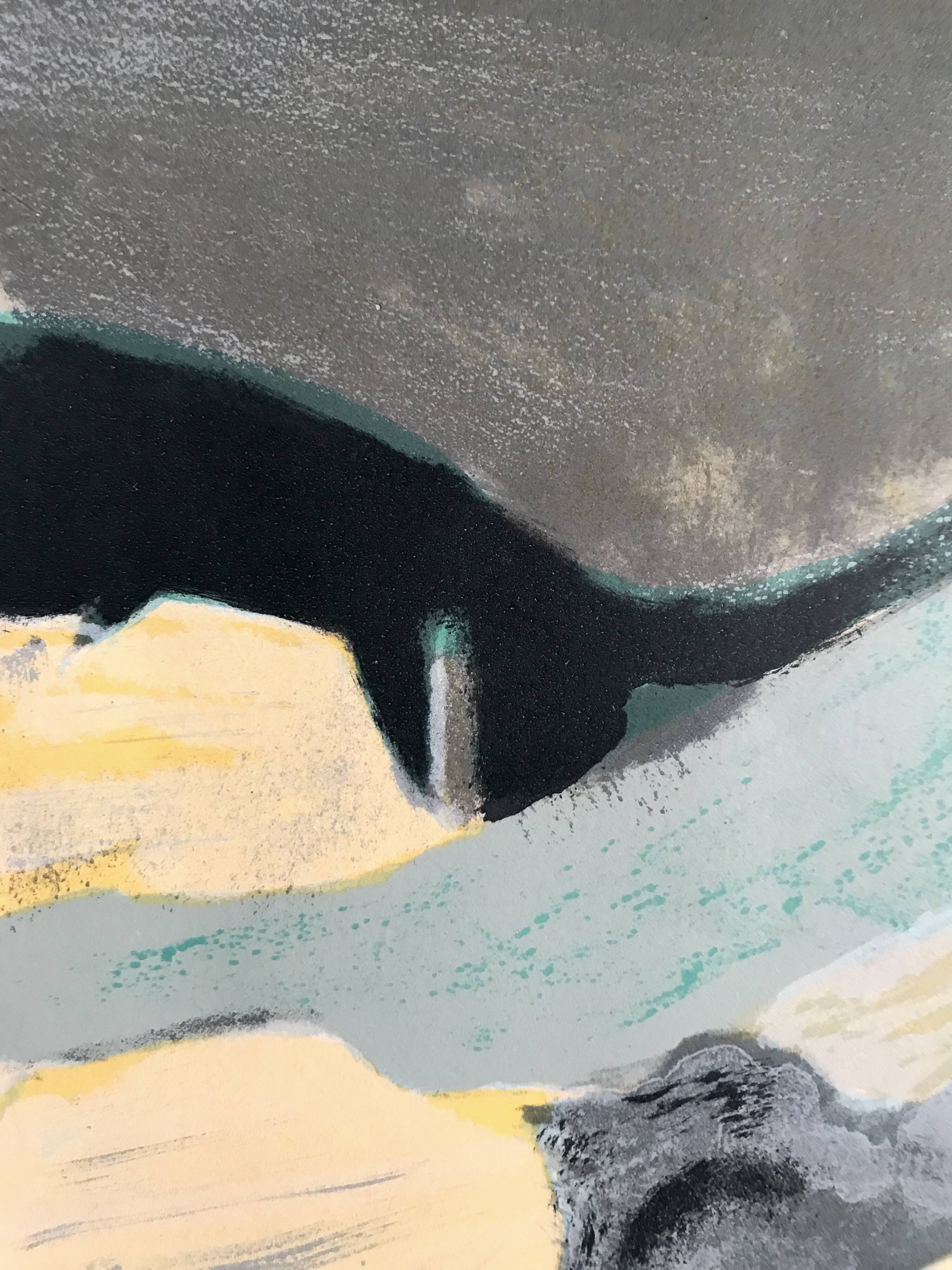 Roger muhl, grasse landscape. original lithograph signed in pencil