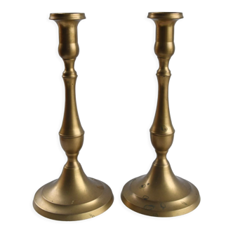 Pair of brass candle holders