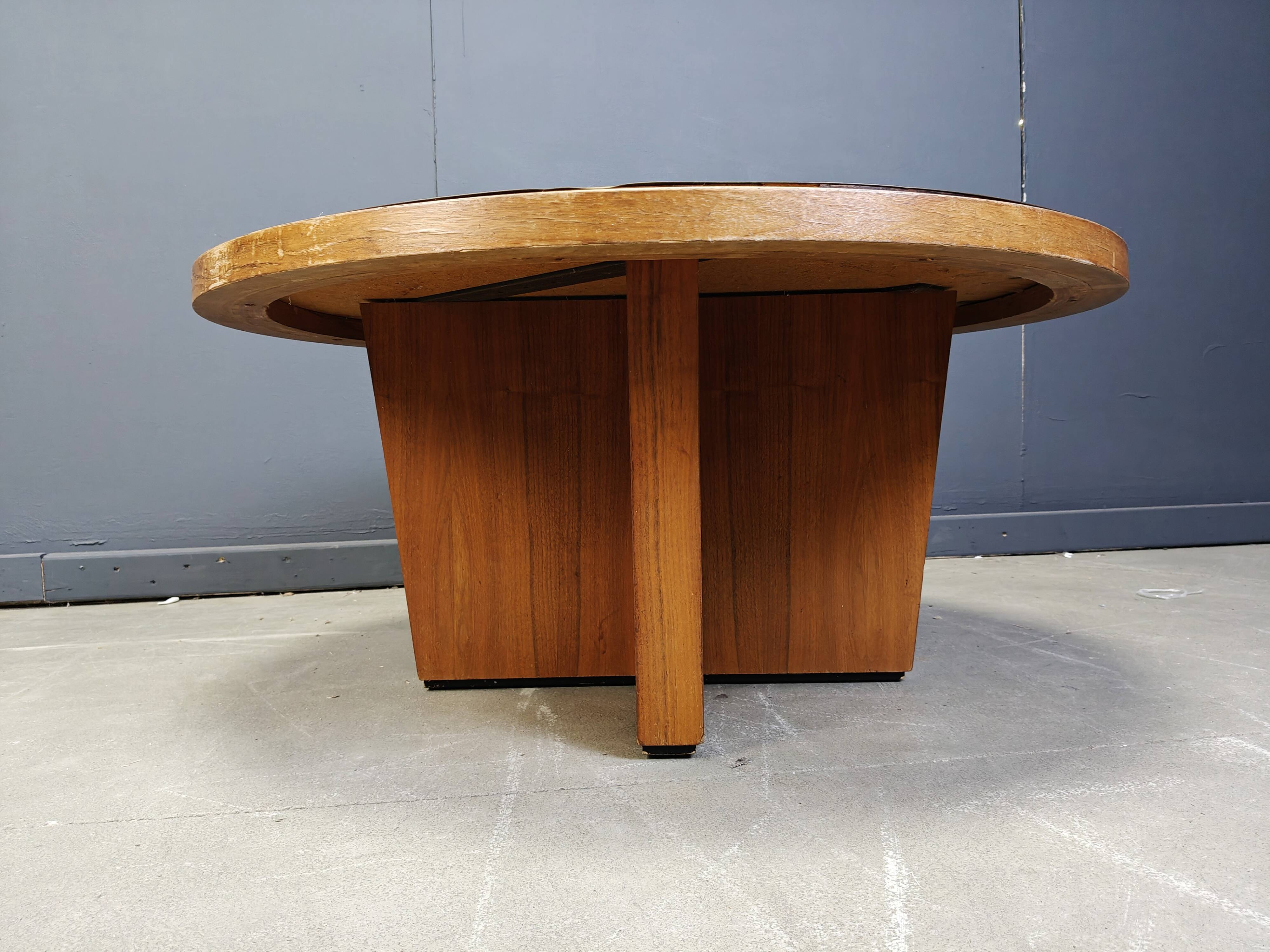 Scandinavian etched brass coffee table, 1960s