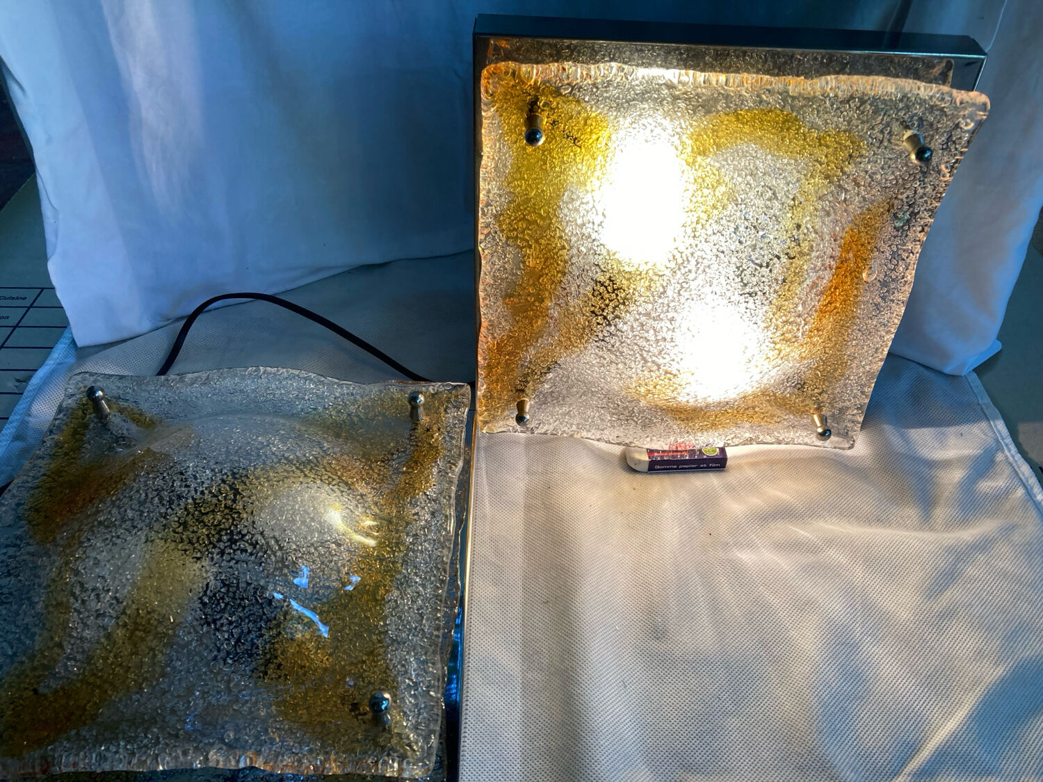 Pair of vintage Murano glass wall lights, Italian work, 70s