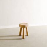 Vintage Swedish Ash Wooden Low Tripod Stool by Ingvar Hildingsson, 1970s