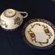 Tasse a the cup with its earthenware sub-cup of gien renaissance model