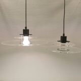 Slim-line" UFO / SpaceAge lamps in plexiglass and metal, in transparent, green and black colours