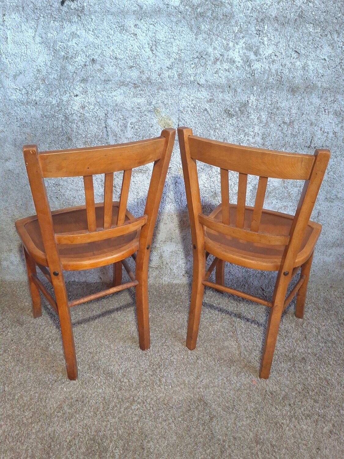 8 Bistro Chairs including 2 Authentic 1950s Solid Beech Luterma Chairs