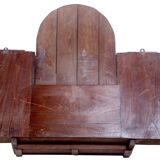 Tryptic wall shelf in ancient Burmese teak with round mirror
