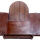 Tryptic wall shelf in ancient Burmese teak with round mirror