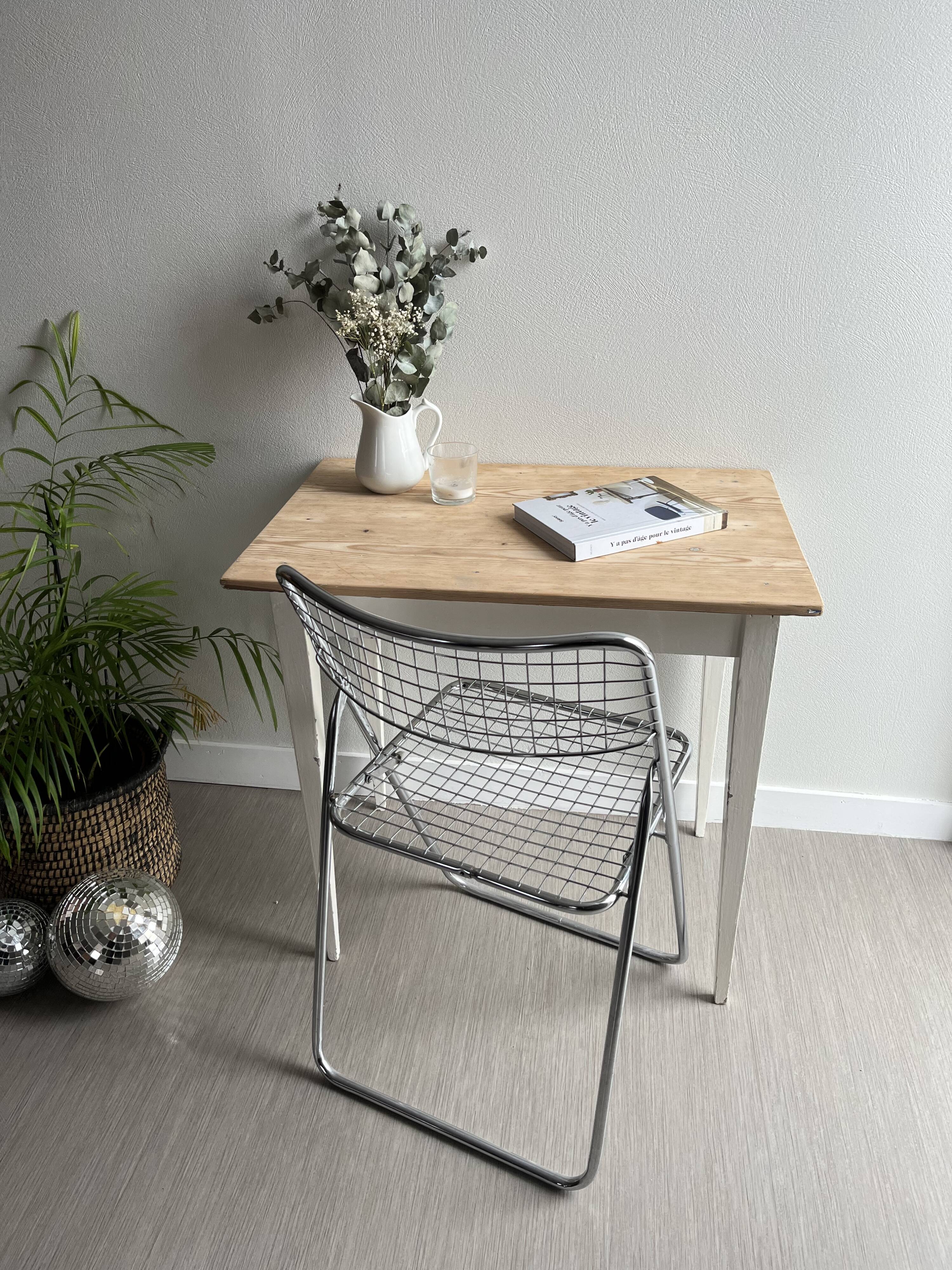 Old white patinated wooden table