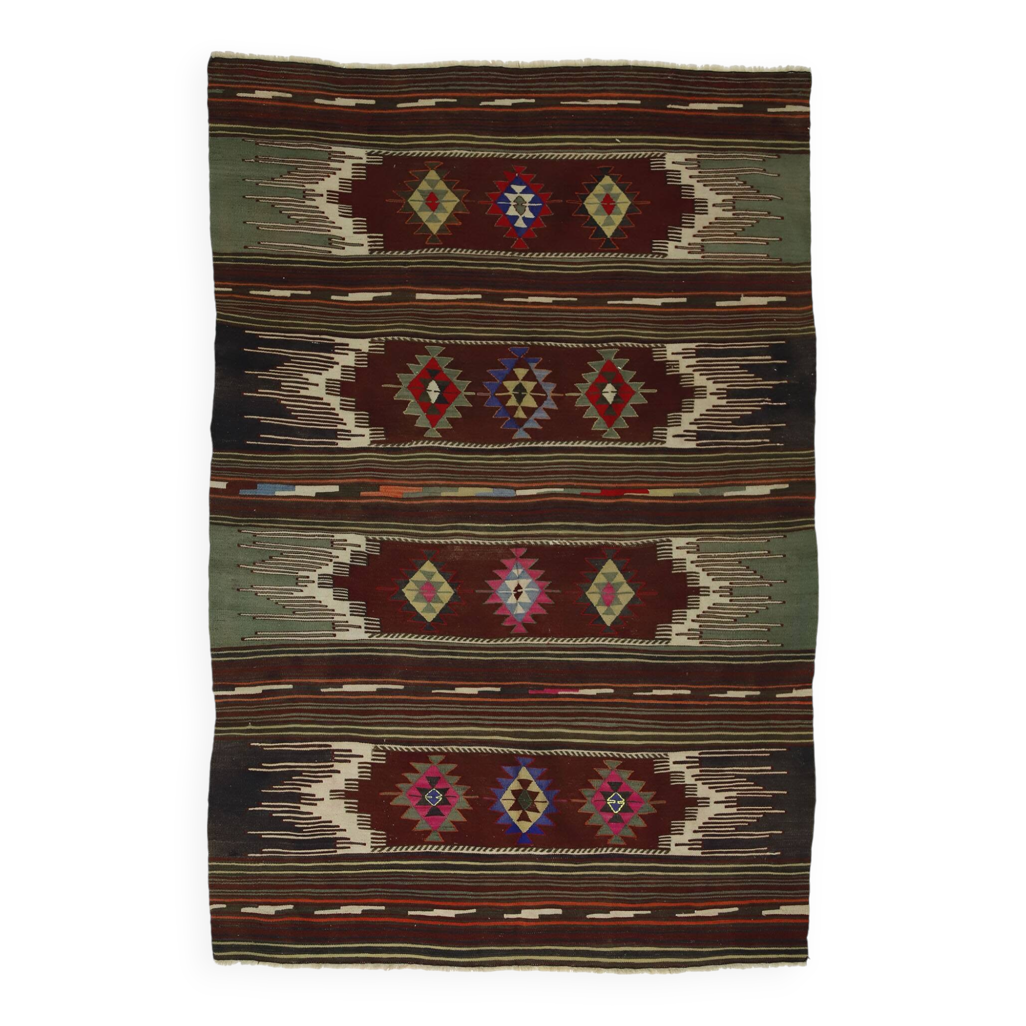 Authentic Vintage Turkish Kilims & Handwoven Rugs – Unique Home Decor Pieces 216x 145 cm