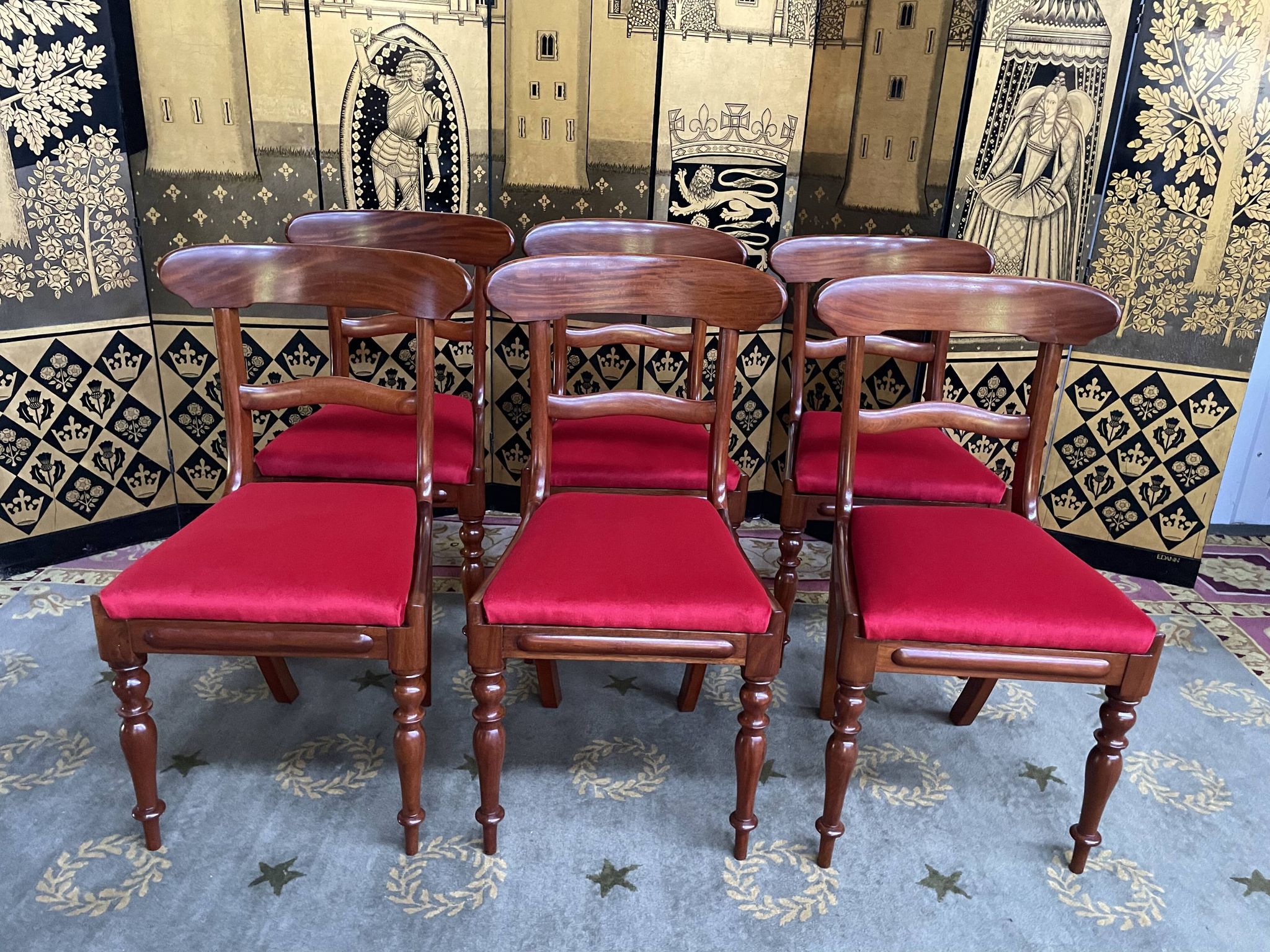 Suite of 6 english mahogany chairs 19th restored