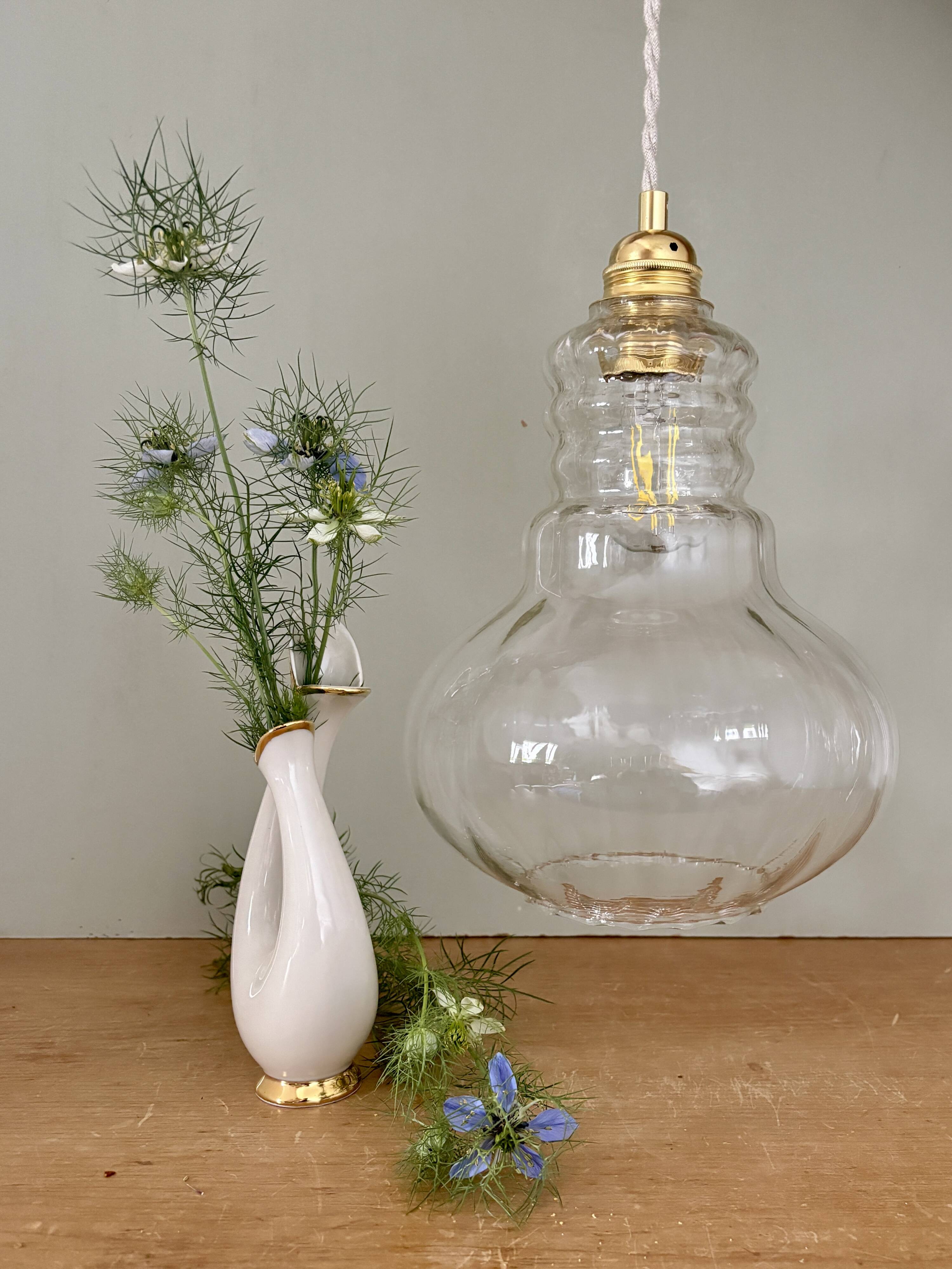 Vintage clear glass globe pendant light