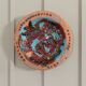Vintage 1970s ceramic workshop bowl, naive handcrafted shape with coloured glaze, terracotta fruit bowl or wall plate, elegant gift idea.