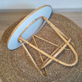 Vintage restyled rattan tripod table