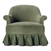 Green velvet armchair