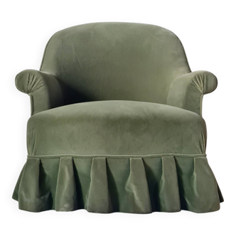 Green velvet tub chair