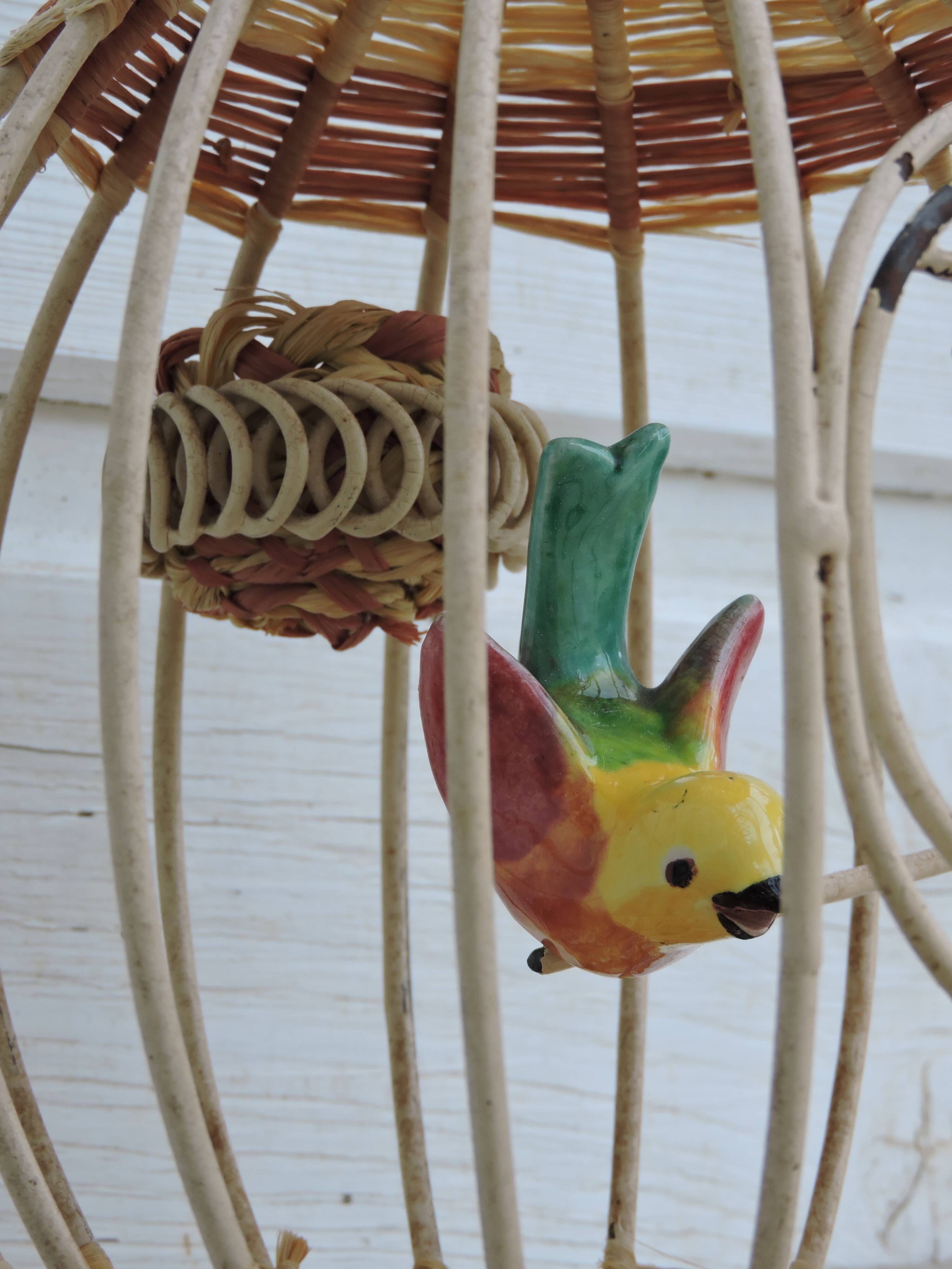 Vintage bird cage wall lamp