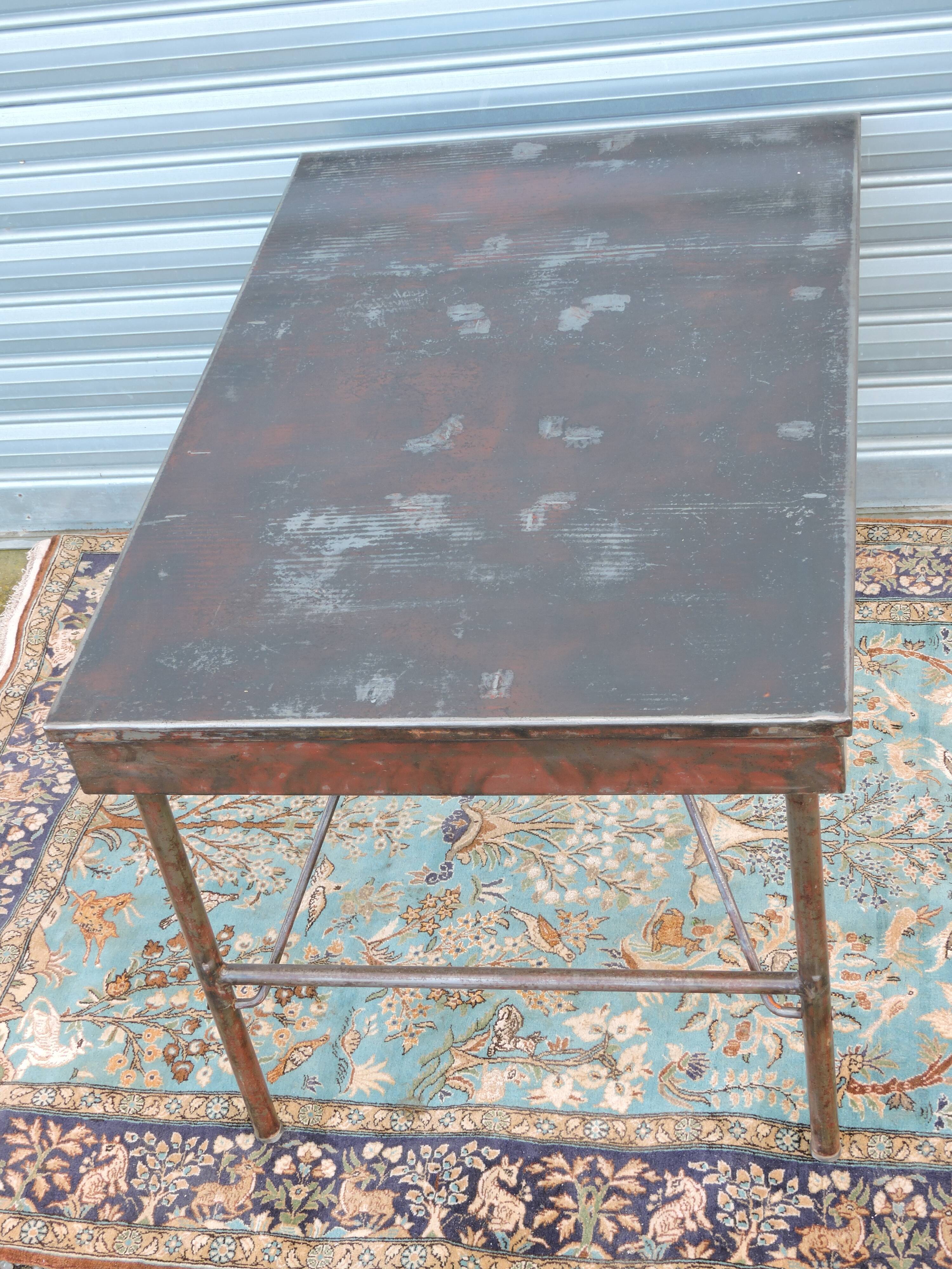 Former plumber folding workshop set restored industrial office table