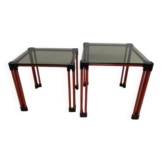 2 vintage nesting tables 1980