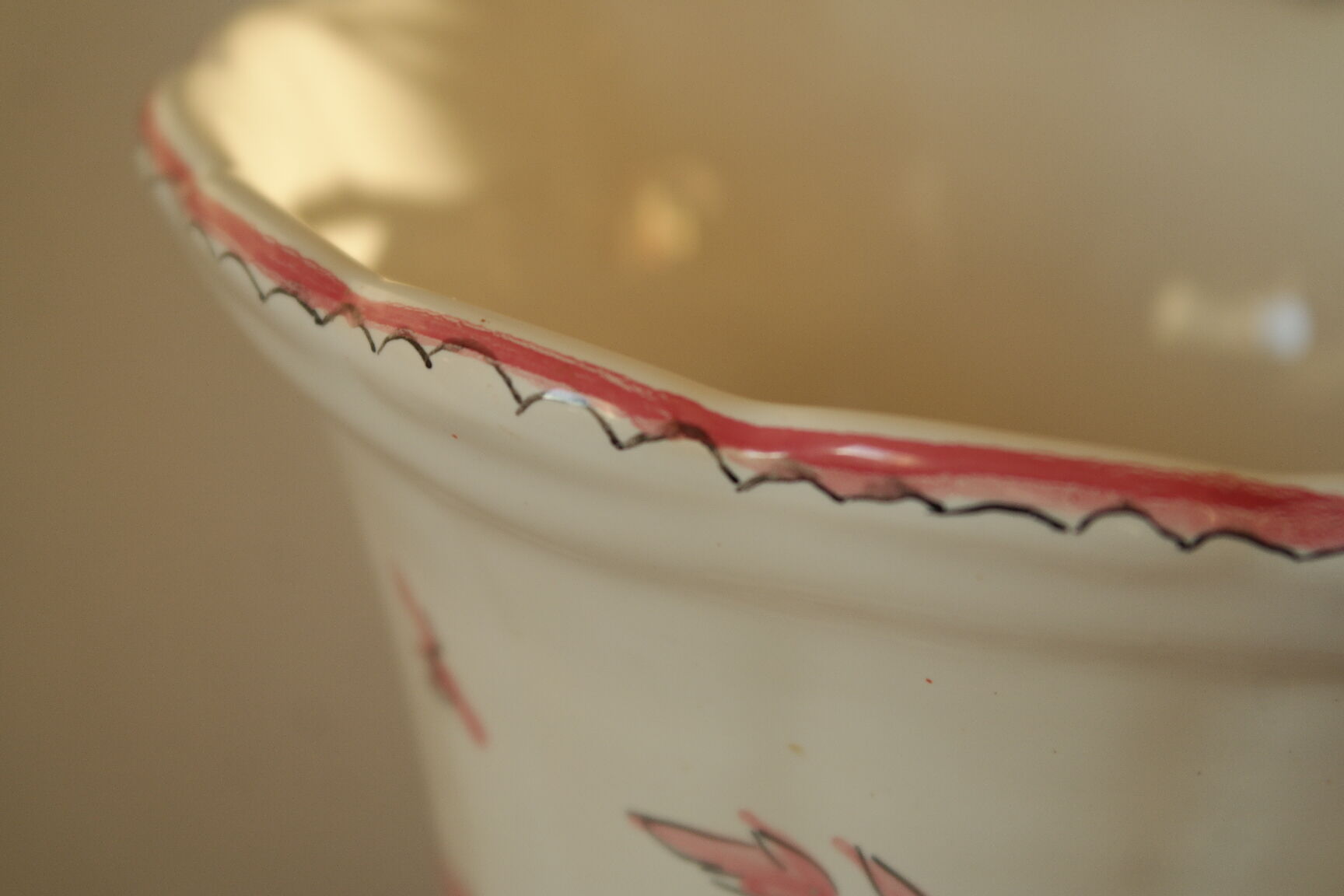 Vase Moustiers faience decoration hand birds signed