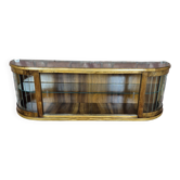 Upcycled Art Deco Walnut Wall Cabinet with Slatted Glass Corners - 1930s