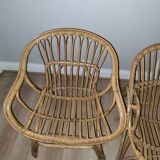 4 rattan armchairs 60s