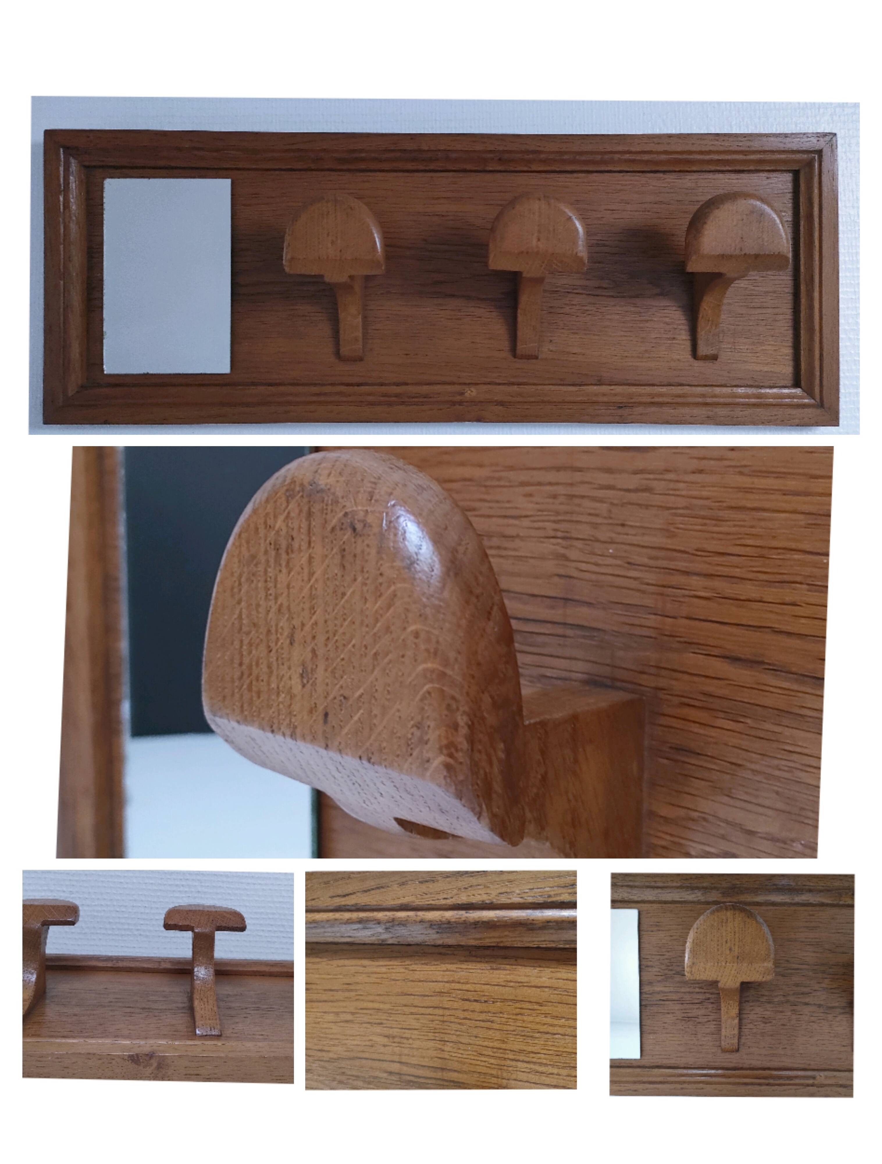wall coat rack solid oak vintage mirror