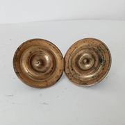 Pair of antique Empire furniture knobs from the 19th century in gilded bronze.