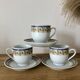 Lot de 3 tasses à café et soucoupes en céramique bleue et jaune