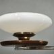 Czech Art Deco Walnut, Chrome and Opaline Glass Chandelier, 1930s