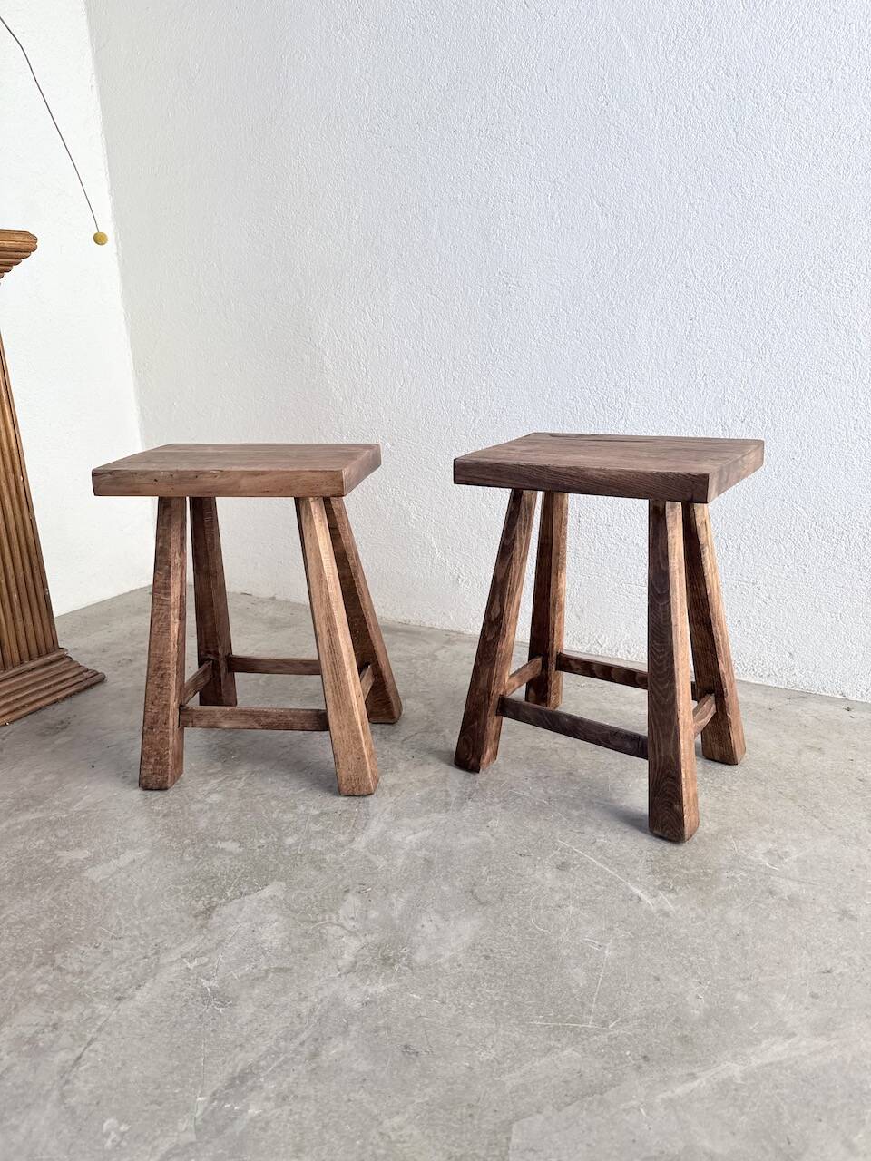 Pair of oak stools from the 1960s.
