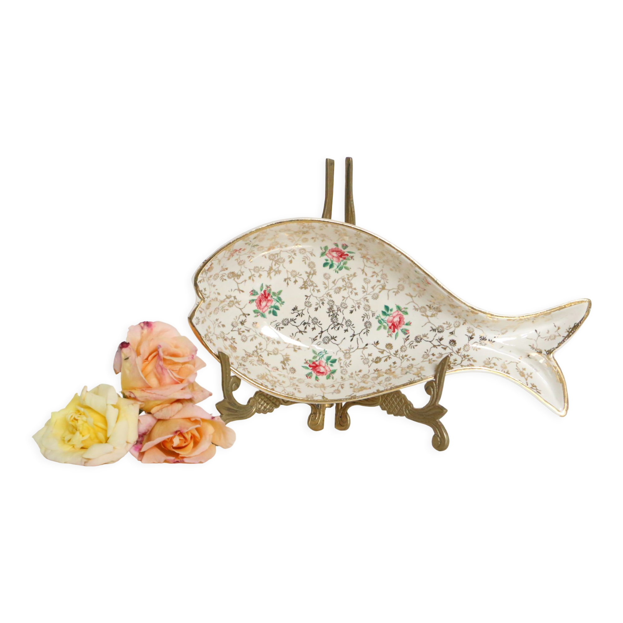 Ceramic ravier, fish shape, Sarreguemines