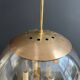 Smoked Glass and Brass Four-Light Suspension Pendant. French Work.