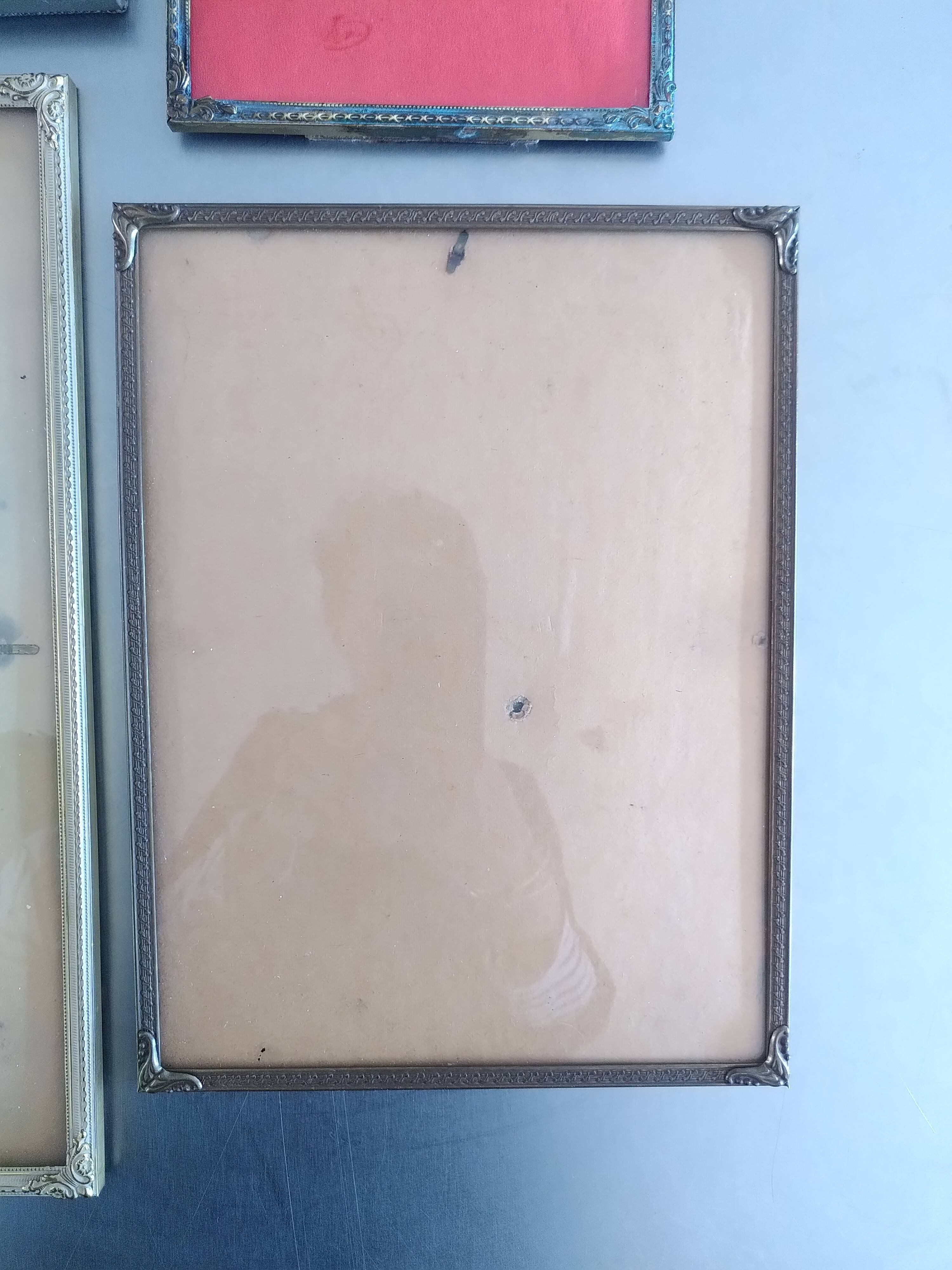 Set of 4 Danish photo frames 40s or 50s in curved glass