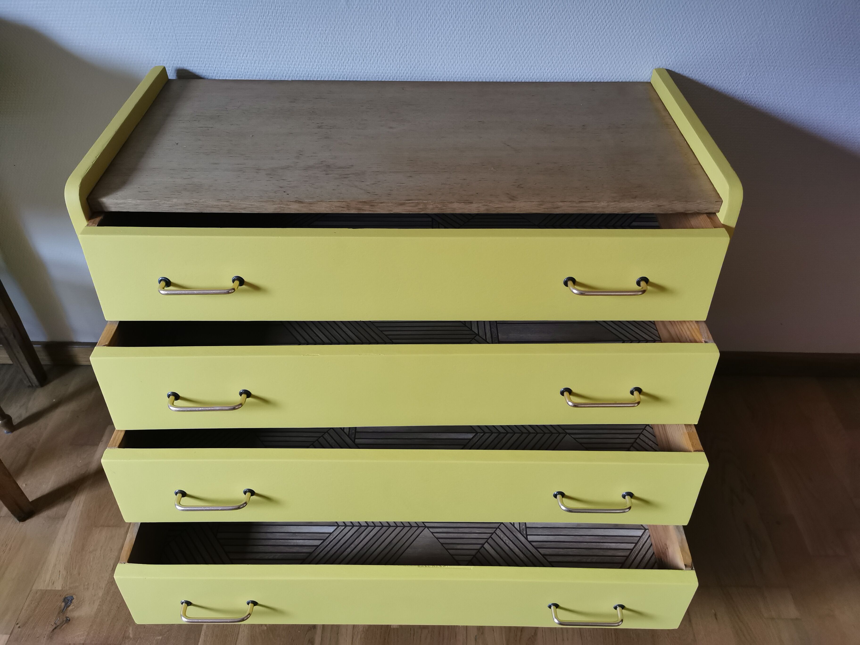 Vintage chest of drawers restyled feet compass