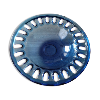 Blue basket in serrated glass