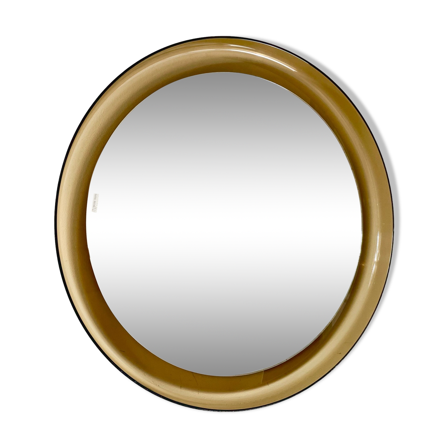 Mid-century round wall mirror in smoked acrylic glass by guzzini, italy, 1970