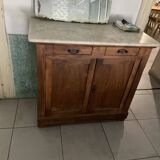 Antique sideboard chest of drawers in oak wood and marble top